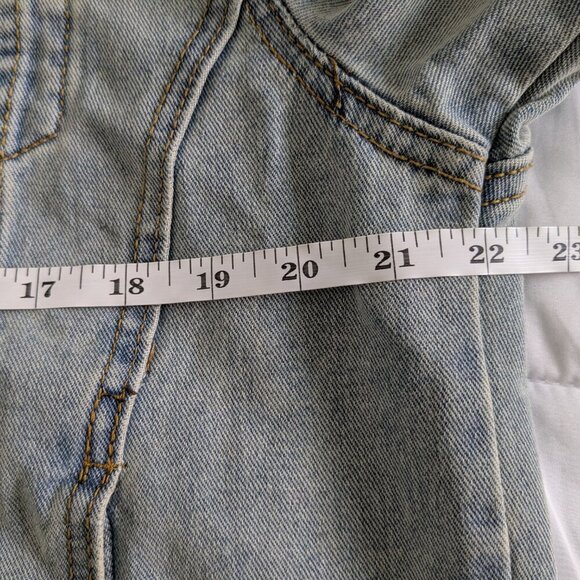 Savanna Jane Jean Jacket Women's Large Distressed Embroidered Pink Stars Sequins - Picture 15 of 16